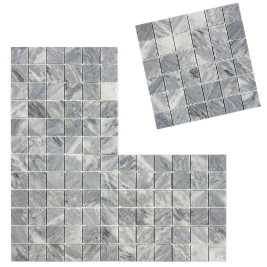 Silver Veil Bardiglio Polished Square  Marble Mosaic