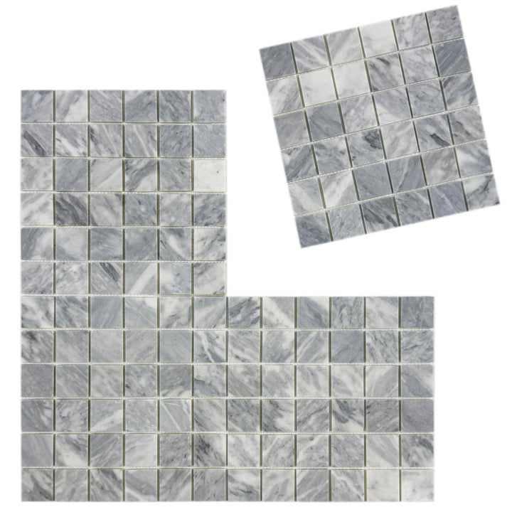Silver Veil Bardiglio Polished Square  Marble Mosaic
