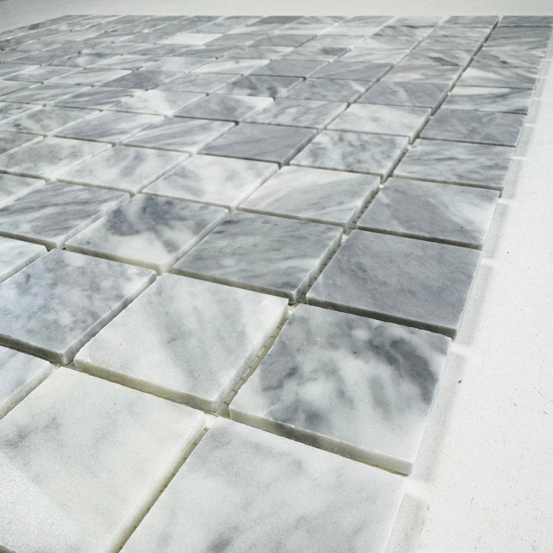 Silver Veil Bardiglio Polished Square  Marble Mosaic