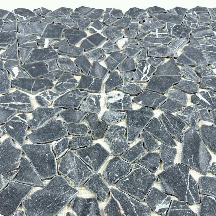 Celvive Stone Black Marquina Honed Irregular Shape Marble Mosaic