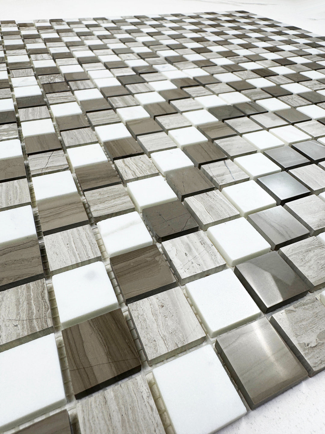 Zen Terra Dark Emperador & Light Emperador & Cream Marfil Mixed Polished Regular Pattern Square Marble Mosaic