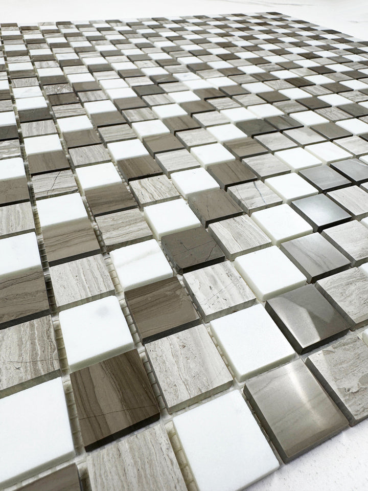 Zen Terra Dark Emperador & Light Emperador & Cream Marfil Mixed Polished Regular Pattern Square Marble Mosaic