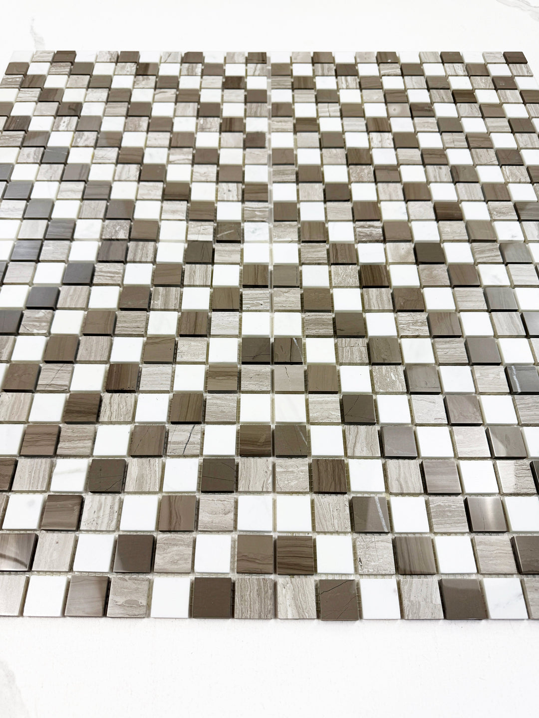 Zen Terra Dark Emperador & Light Emperador & Cream Marfil Mixed Polished Regular Pattern Square Marble Mosaic