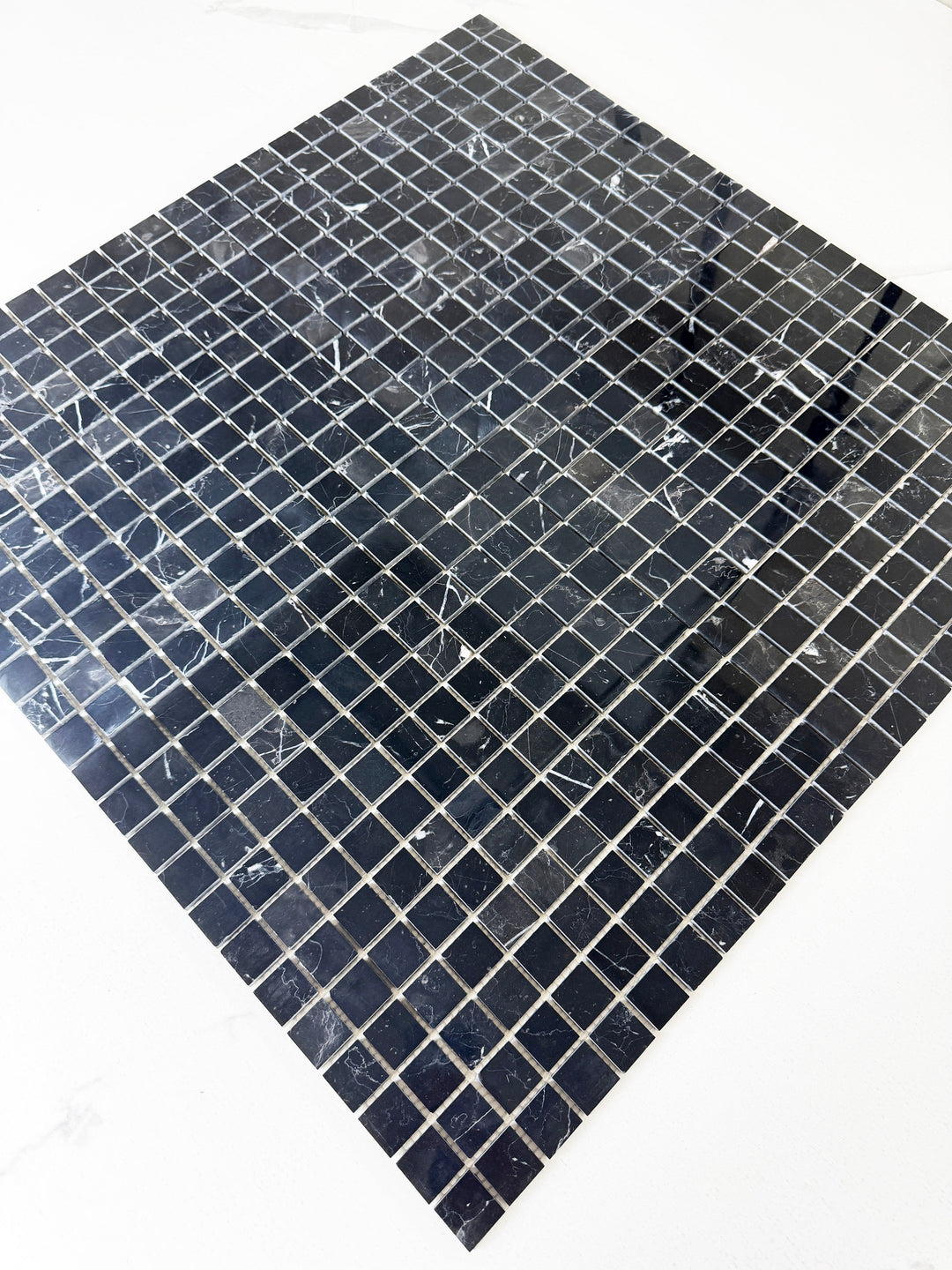 Noir Crest Black Marquina Polished Square  Marble Mosaic