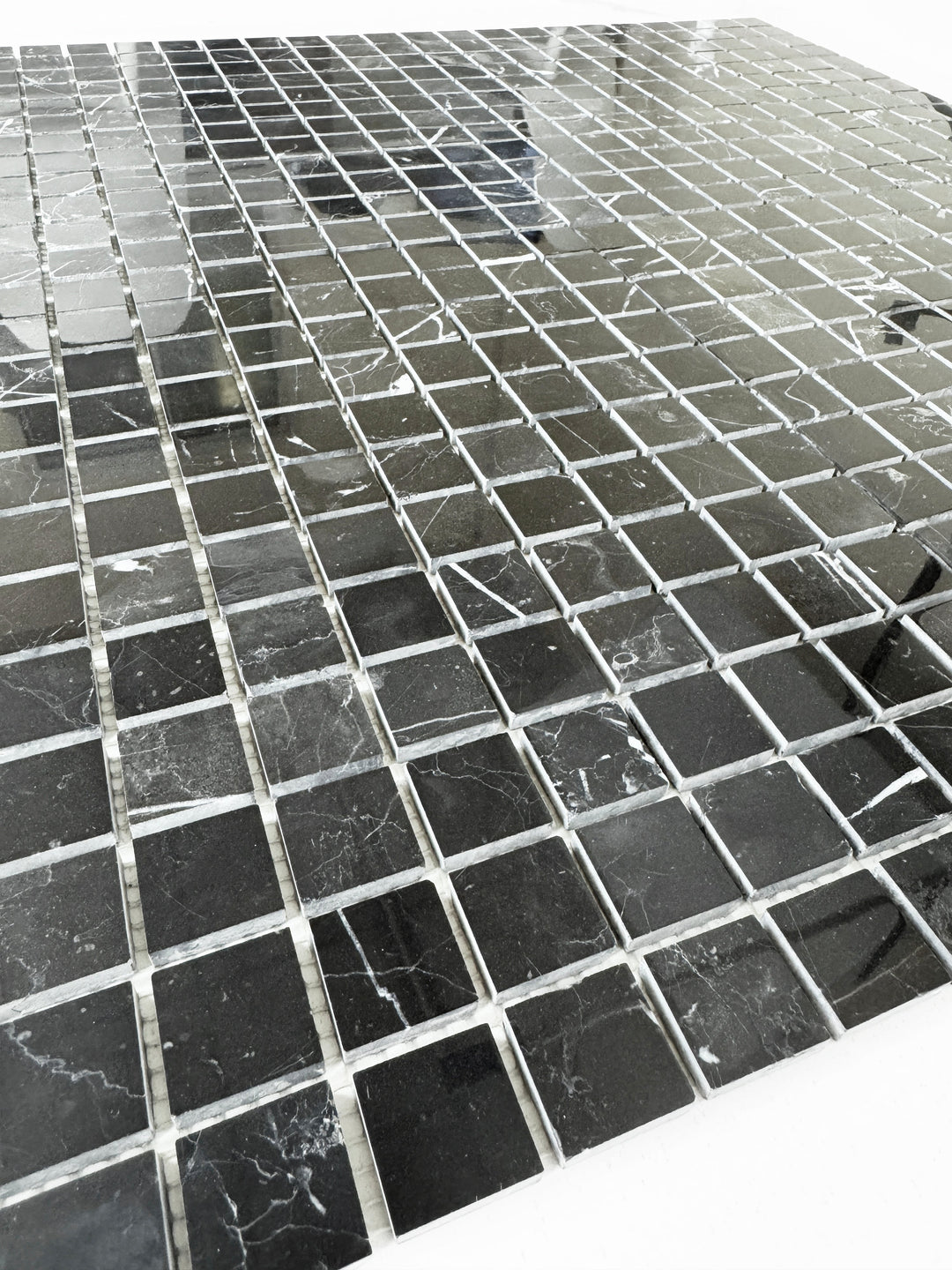 Noir Crest Black Marquina Polished Square  Marble Mosaic