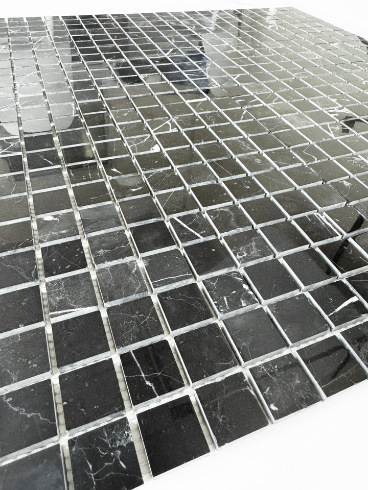 Noir Crest Black Marquina Polished Square  Marble Mosaic