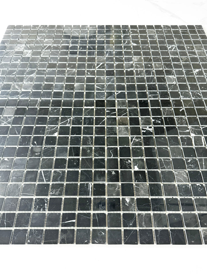 Noir Crest Black Marquina Polished Square  Marble Mosaic