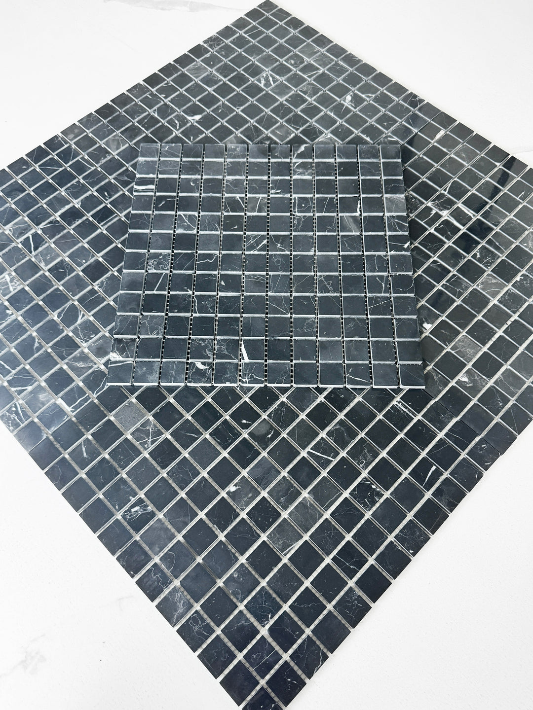 Noir Crest Black Marquina Polished Square  Marble Mosaic