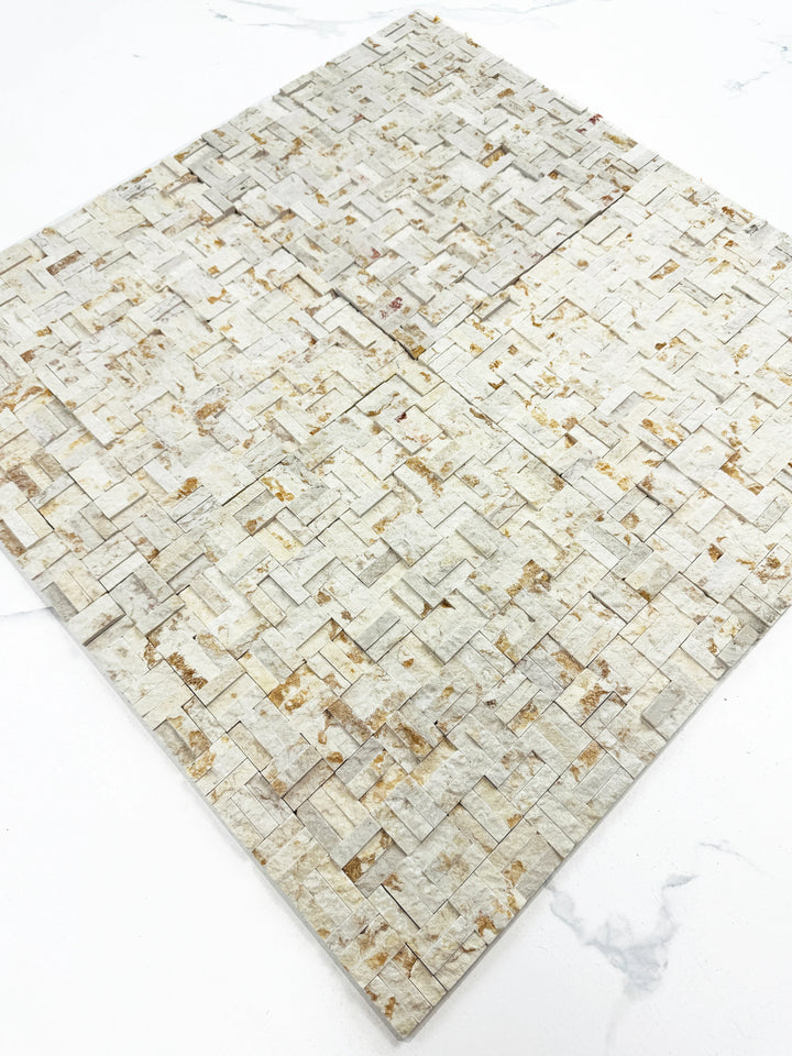 Aurora Luxe Sunny Beige Split Surface Marble Mosaic