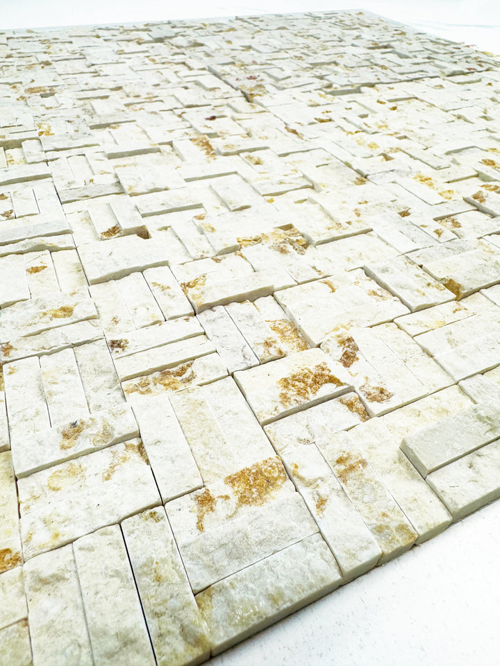 Aurora Luxe Sunny Beige Split Surface Marble Mosaic