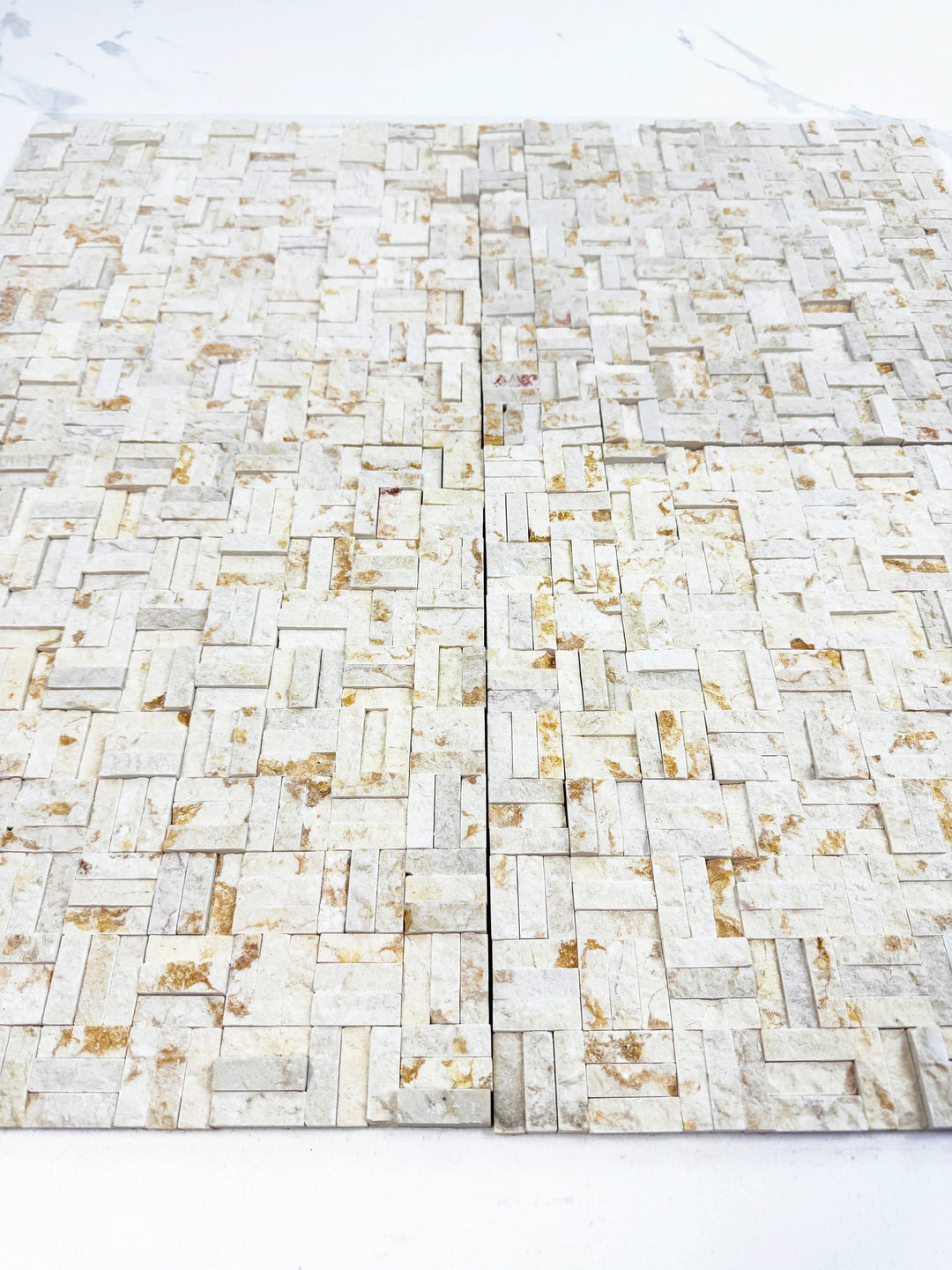 Aurora Luxe Sunny Beige Split Surface Marble Mosaic