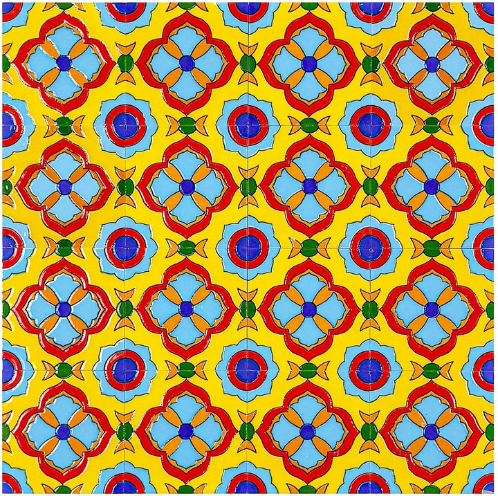 Yellow & Teal Sahara Pearl Moroccan Tile