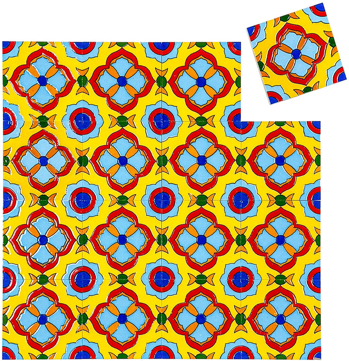 Yellow & Teal Sahara Pearl Moroccan Tile