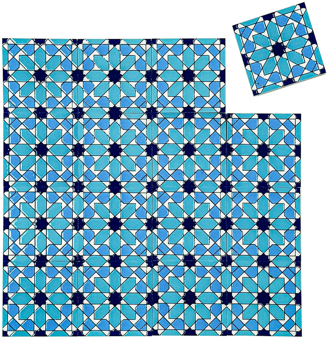 Teal & Baby Blue Sahara Pearl Moroccan Tile