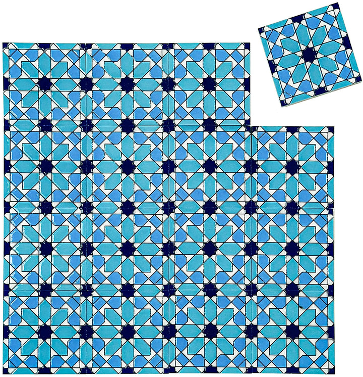 Teal & Baby Blue Sahara Pearl Moroccan Tile