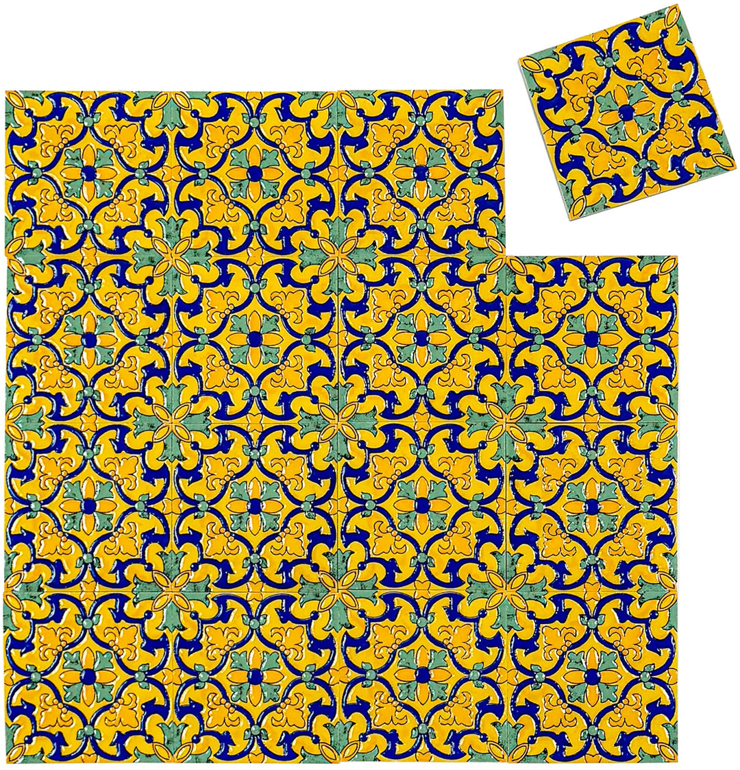 Yellow & Blue Sahara Pearl Moroccan Tile