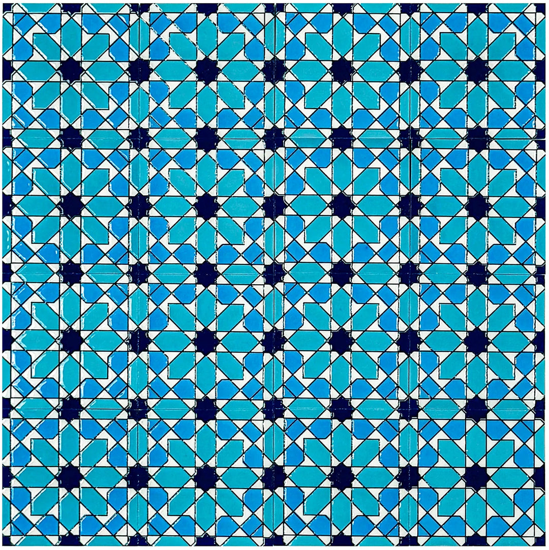 Teal & Baby Blue Sahara Pearl Moroccan Tile