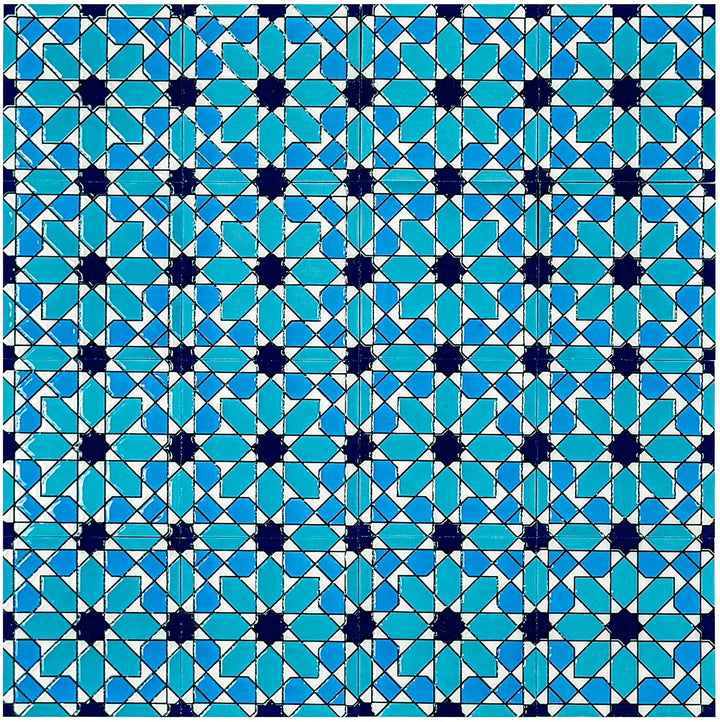 Teal & Baby Blue Sahara Pearl Moroccan Tile