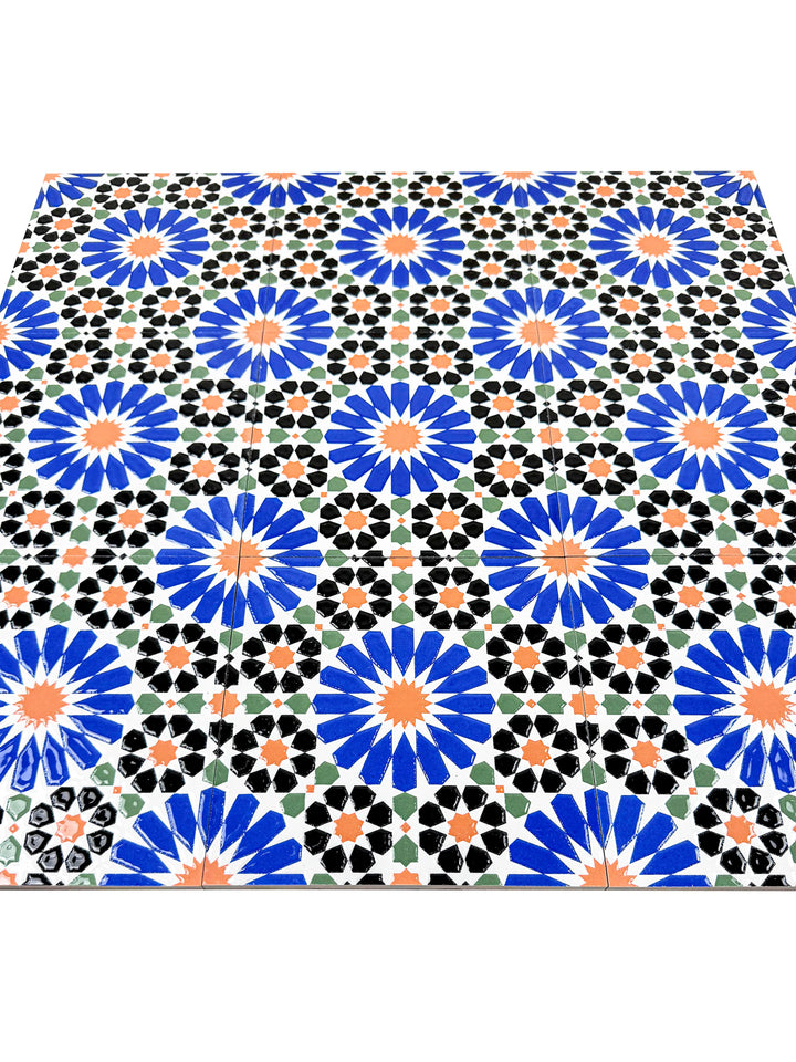 Blue, Cream & Black Moroccan Style Tile