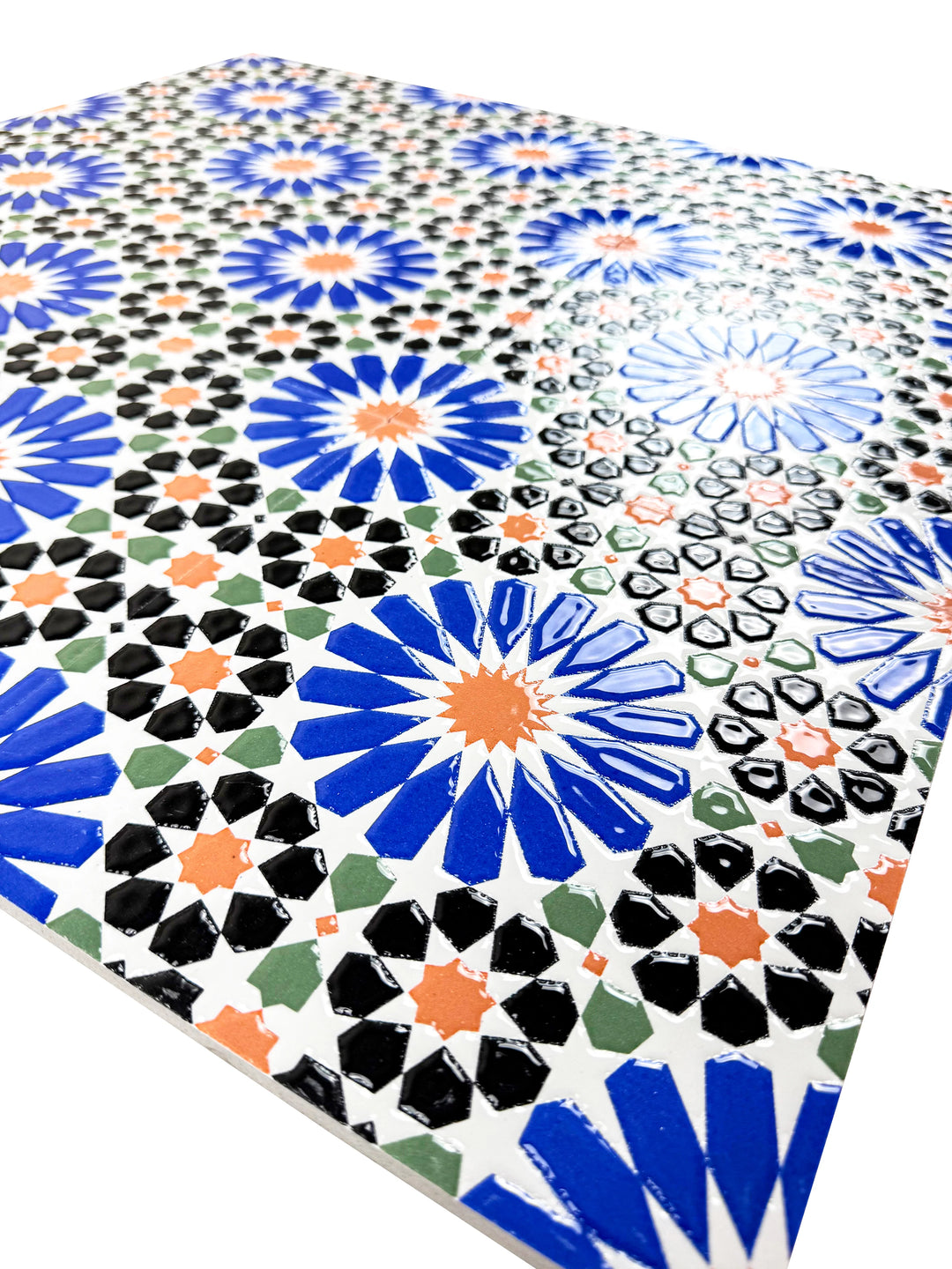 Blue, Cream & Black Moroccan Style Tile