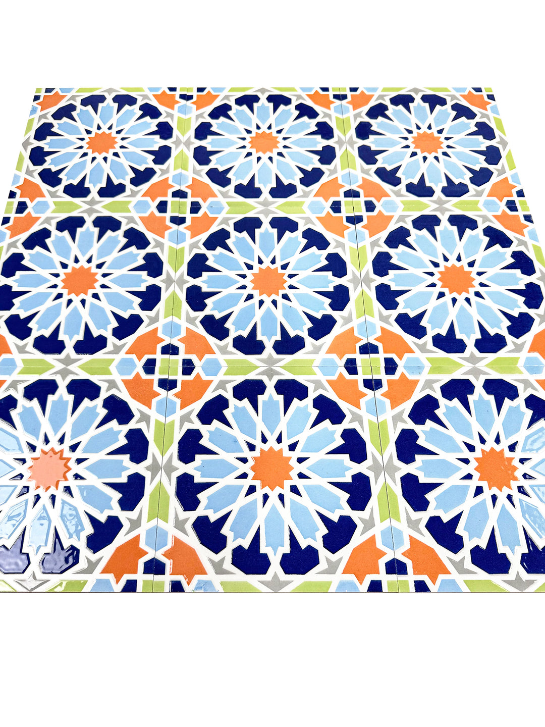 Blue, Baby Blue, Orange, Grey Moroccan Style Tile