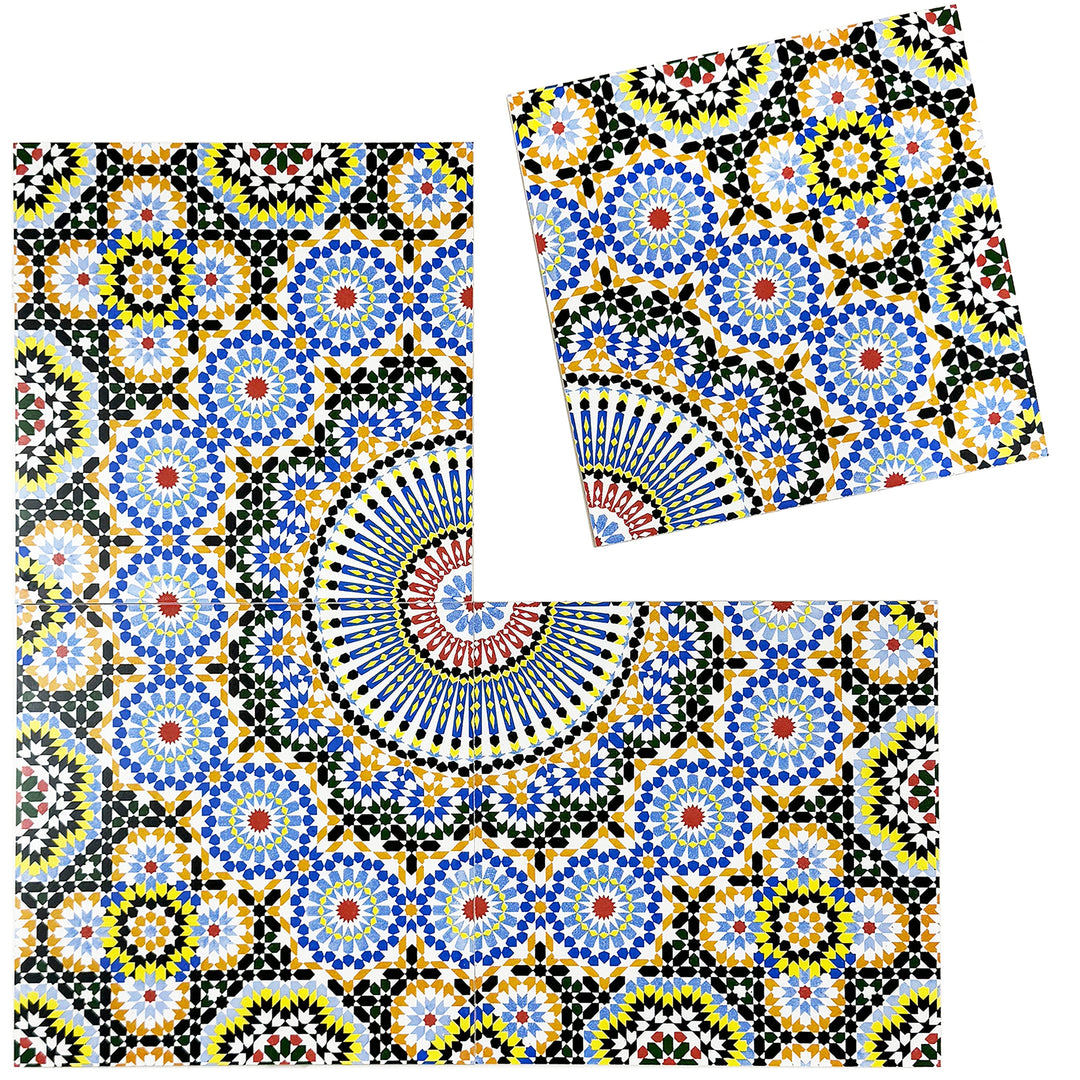 Green, Teal & Yellow Moroccan Style Tile