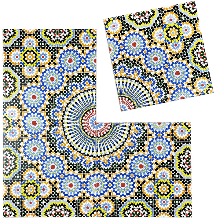 Green, Teal & Yellow Moroccan Style Tile