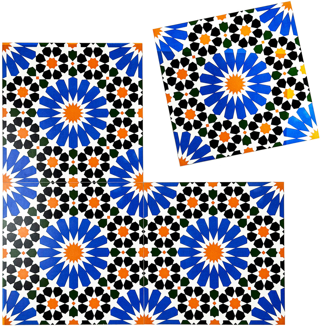 Blue, Black, Orange Moroccan Style Tile