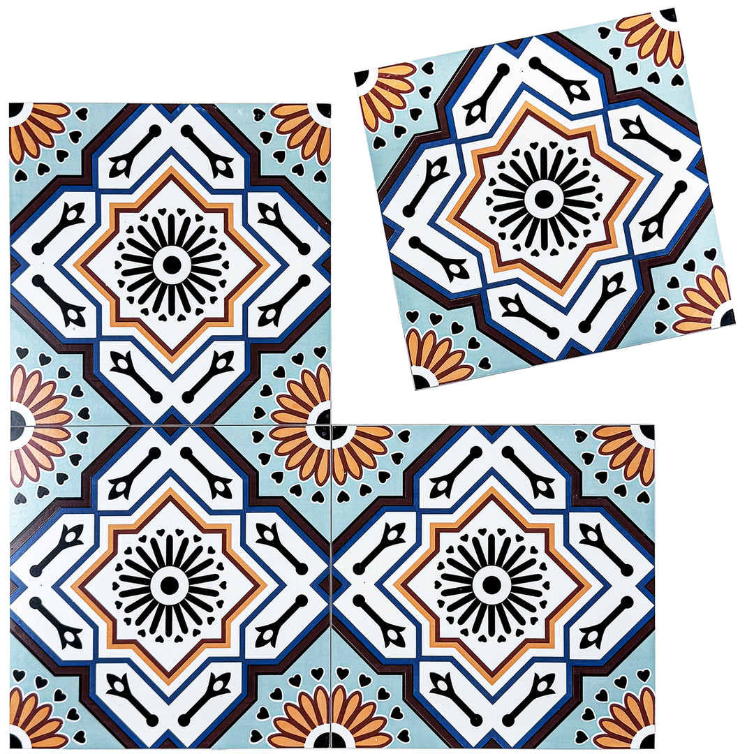 Teal & grey Moroccan Style Tile