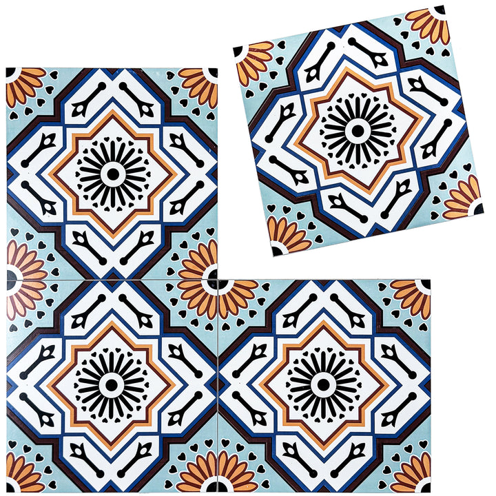 Teal & grey Moroccan Style Tile