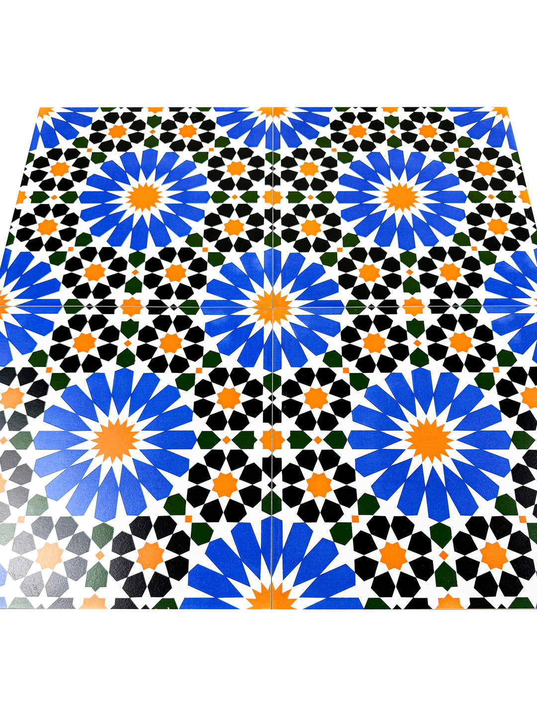 Blue, Black, Orange Moroccan Style Tile