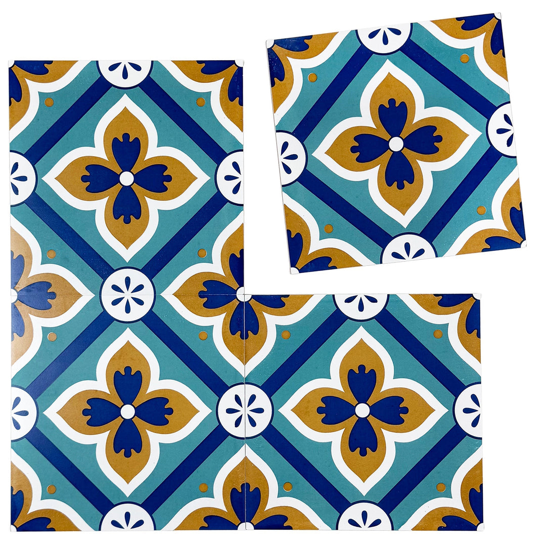 Brown, teal & blue Moroccan Style Tile