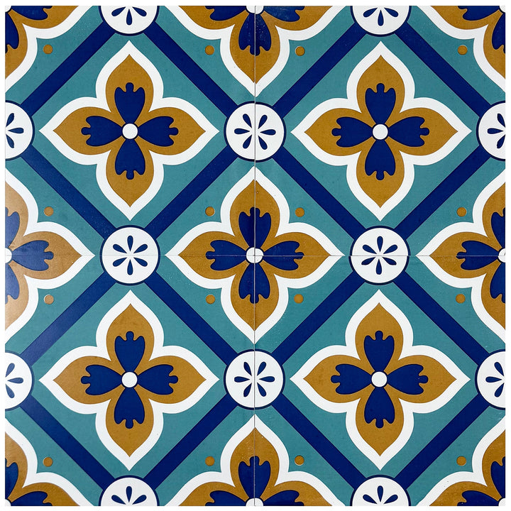 Brown, teal & blue Moroccan Style Tile