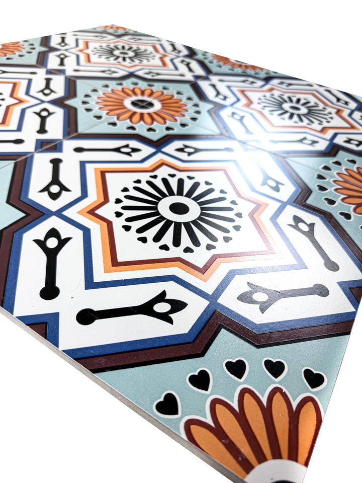 Teal & grey Moroccan Style Tile