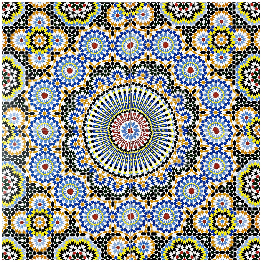 Green, Teal & Yellow Moroccan Style Tile