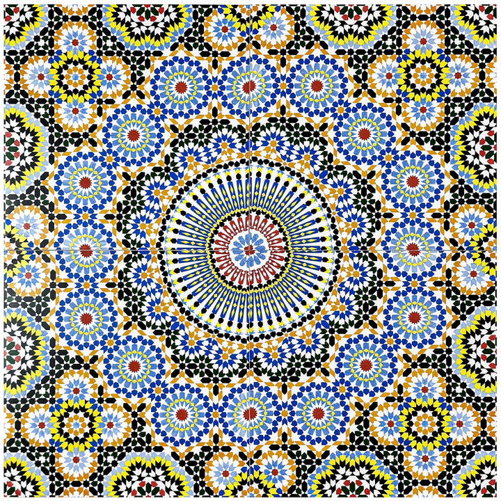 Green, Teal & Yellow Moroccan Style Tile