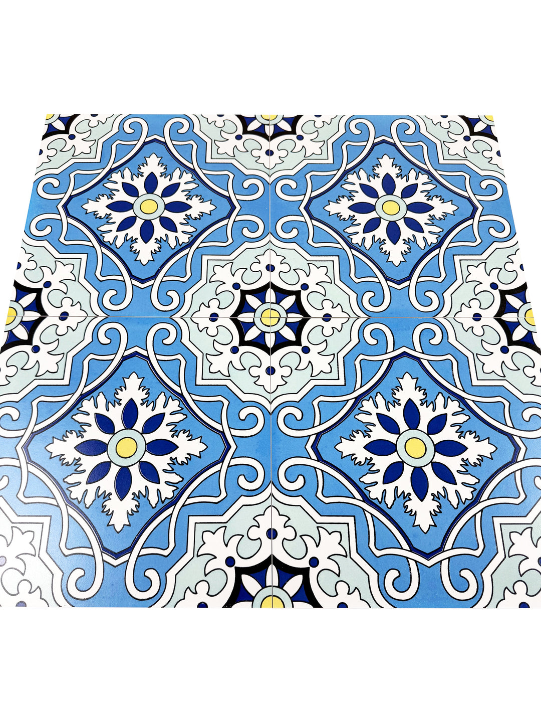 Baby blue, blue, yellow Moroccan Style Tile