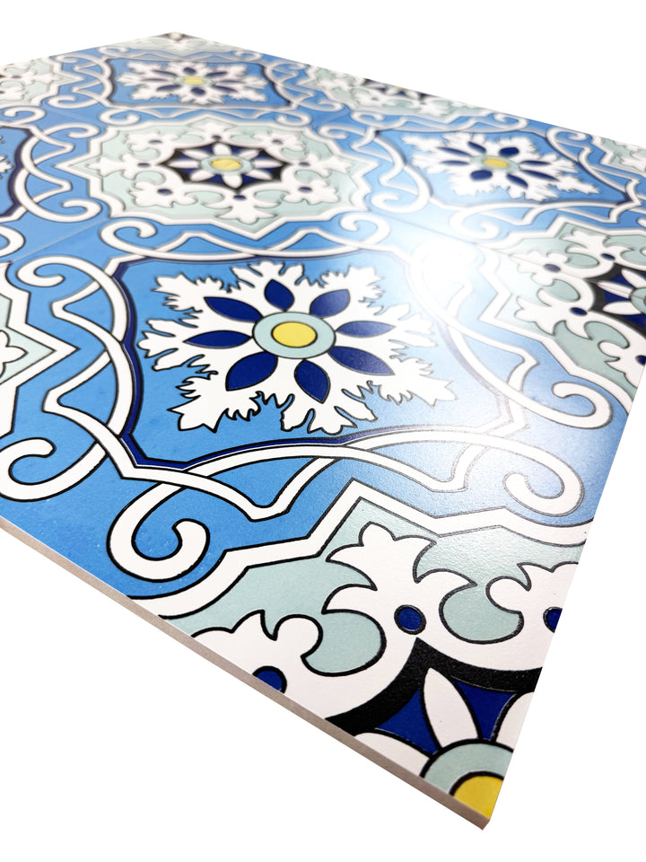 Baby blue, blue, yellow Moroccan Style Tile
