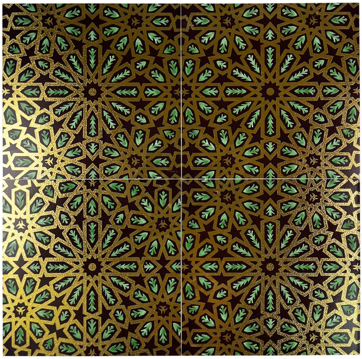 Gold & Green Moroccan Style Tile