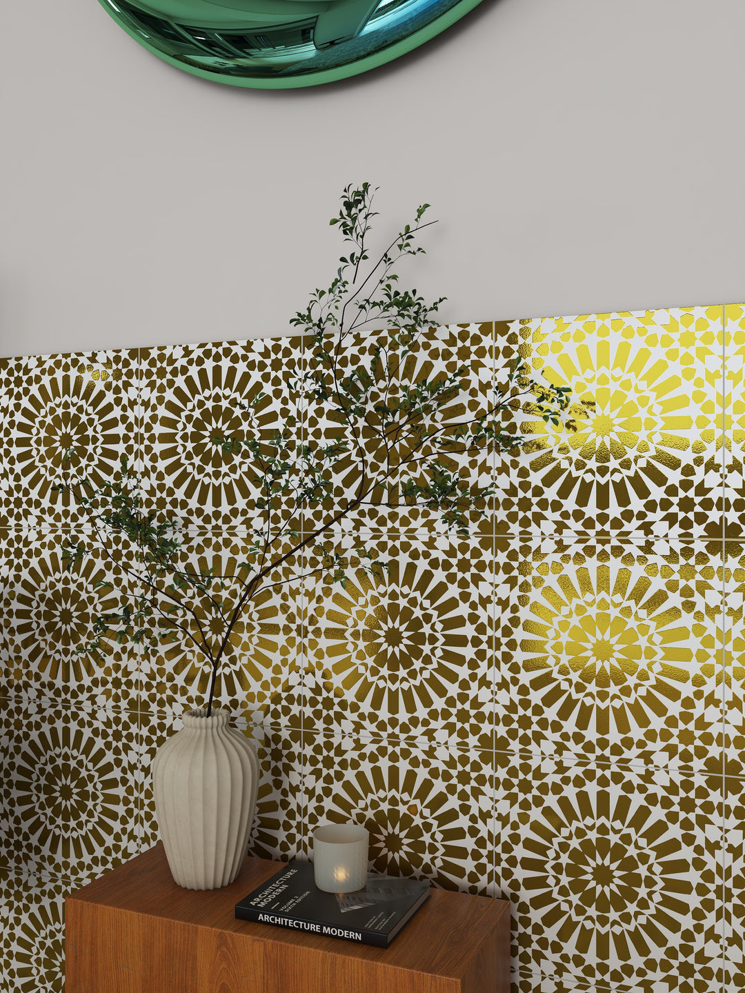 Gold & White Moroccan Style Tile