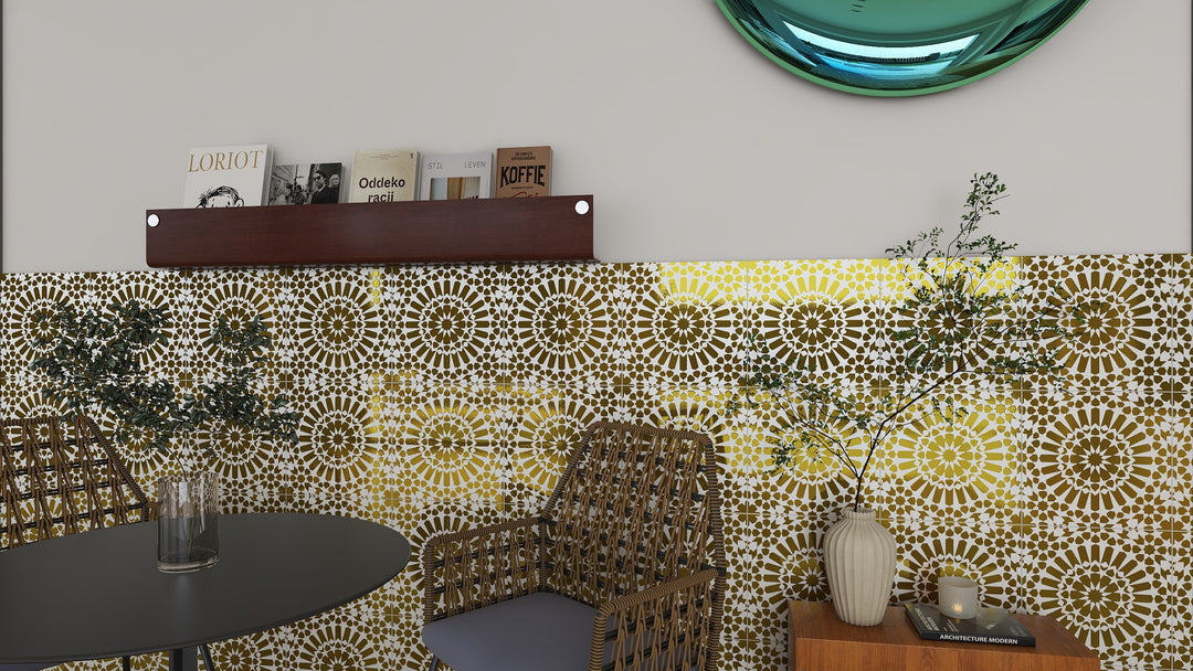 Gold & White Moroccan Style Tile