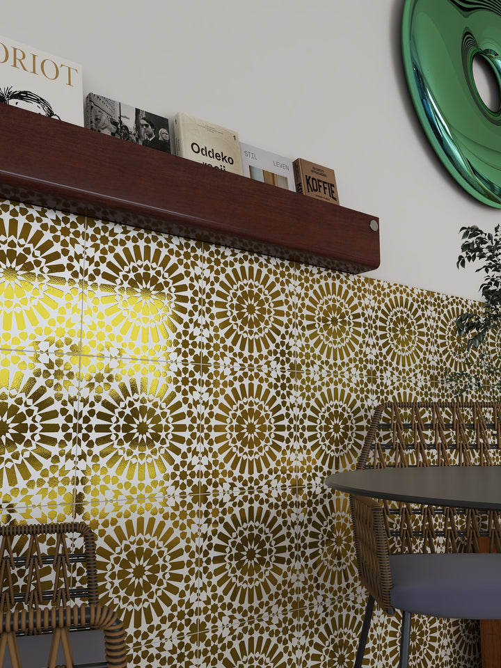 Gold & White Moroccan Style Tile