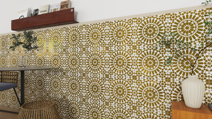 Gold & White Moroccan Style Tile