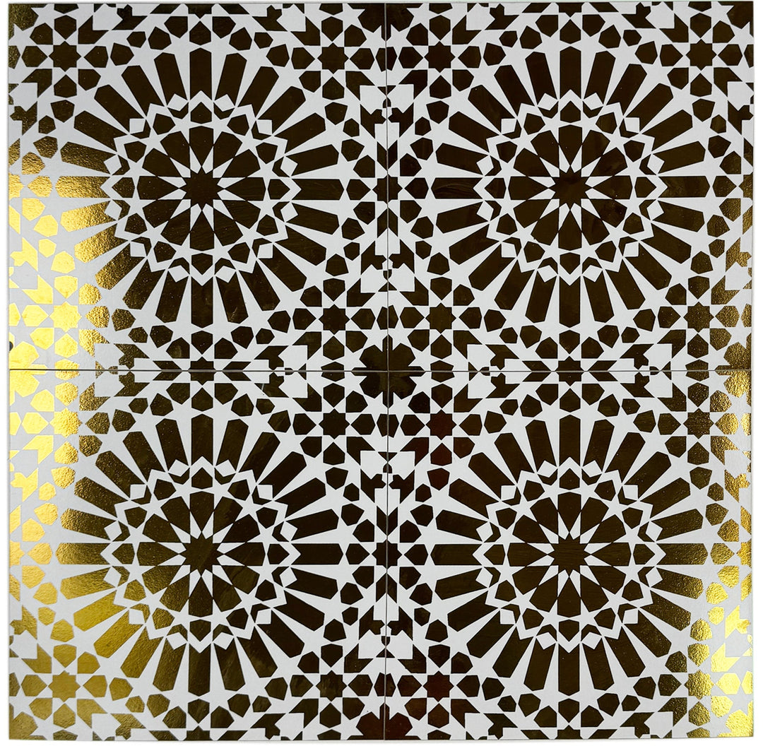 Gold & White Moroccan Style Tile