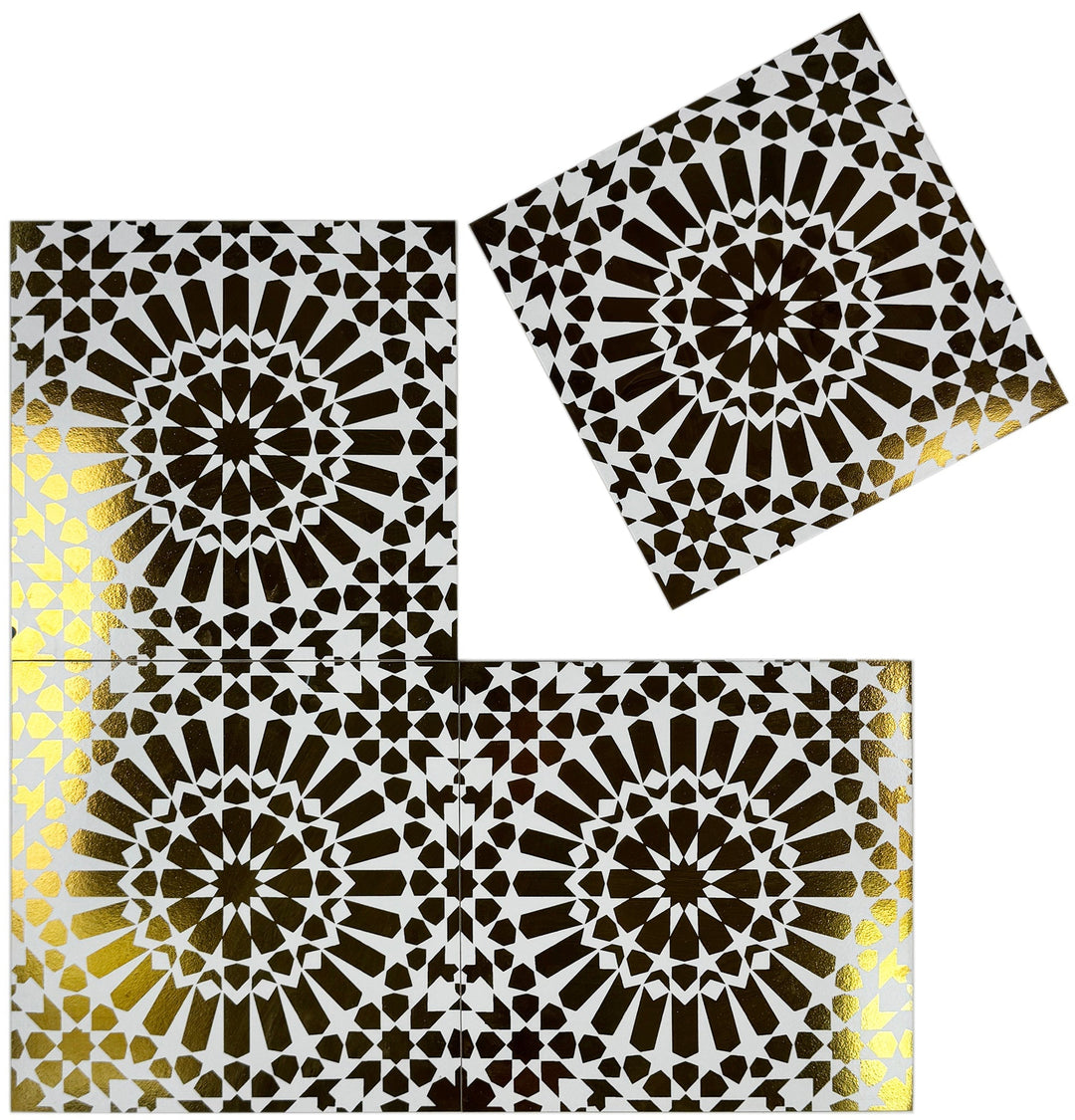 Gold & White Moroccan Style Tile