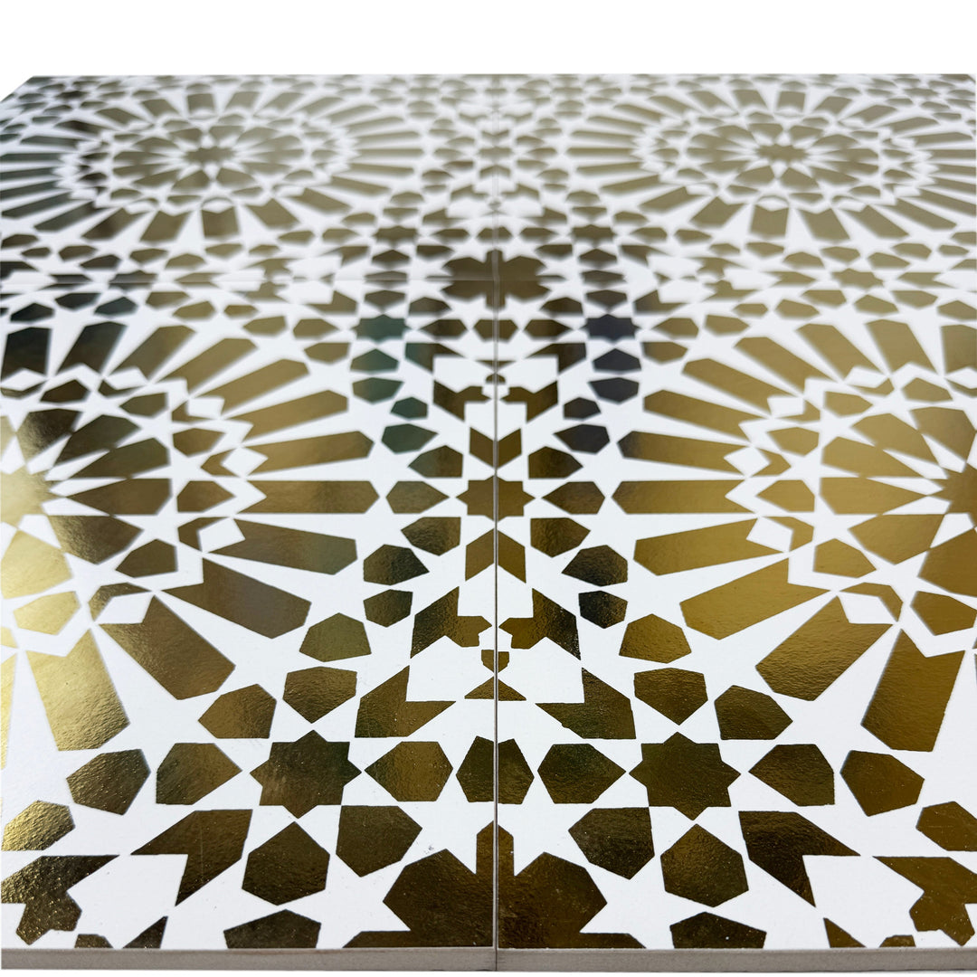 Gold & White Moroccan Style Tile
