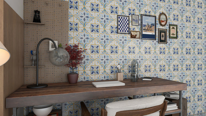 Baby blue & white Moroccan Style Tile