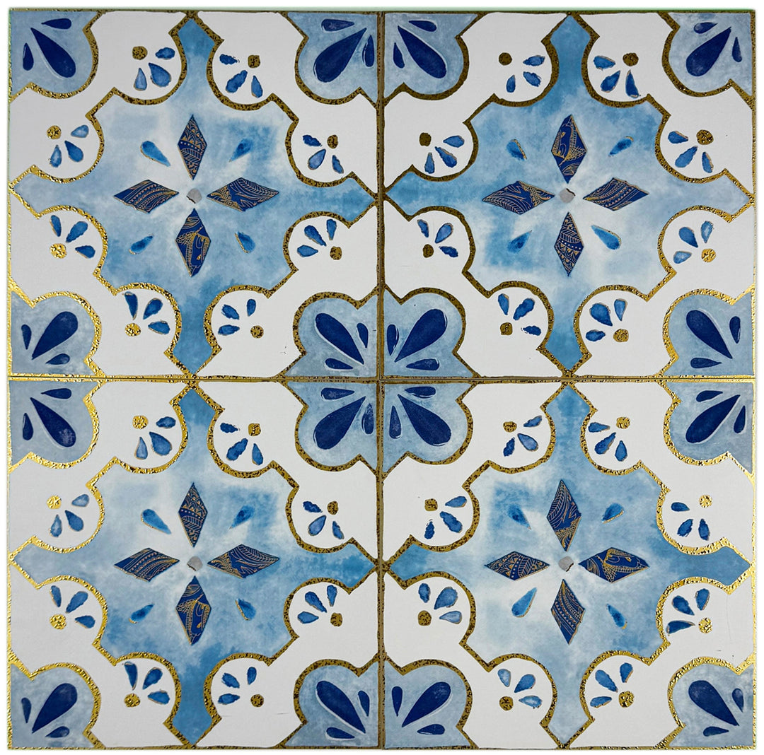 Baby blue & white Moroccan Style Tile