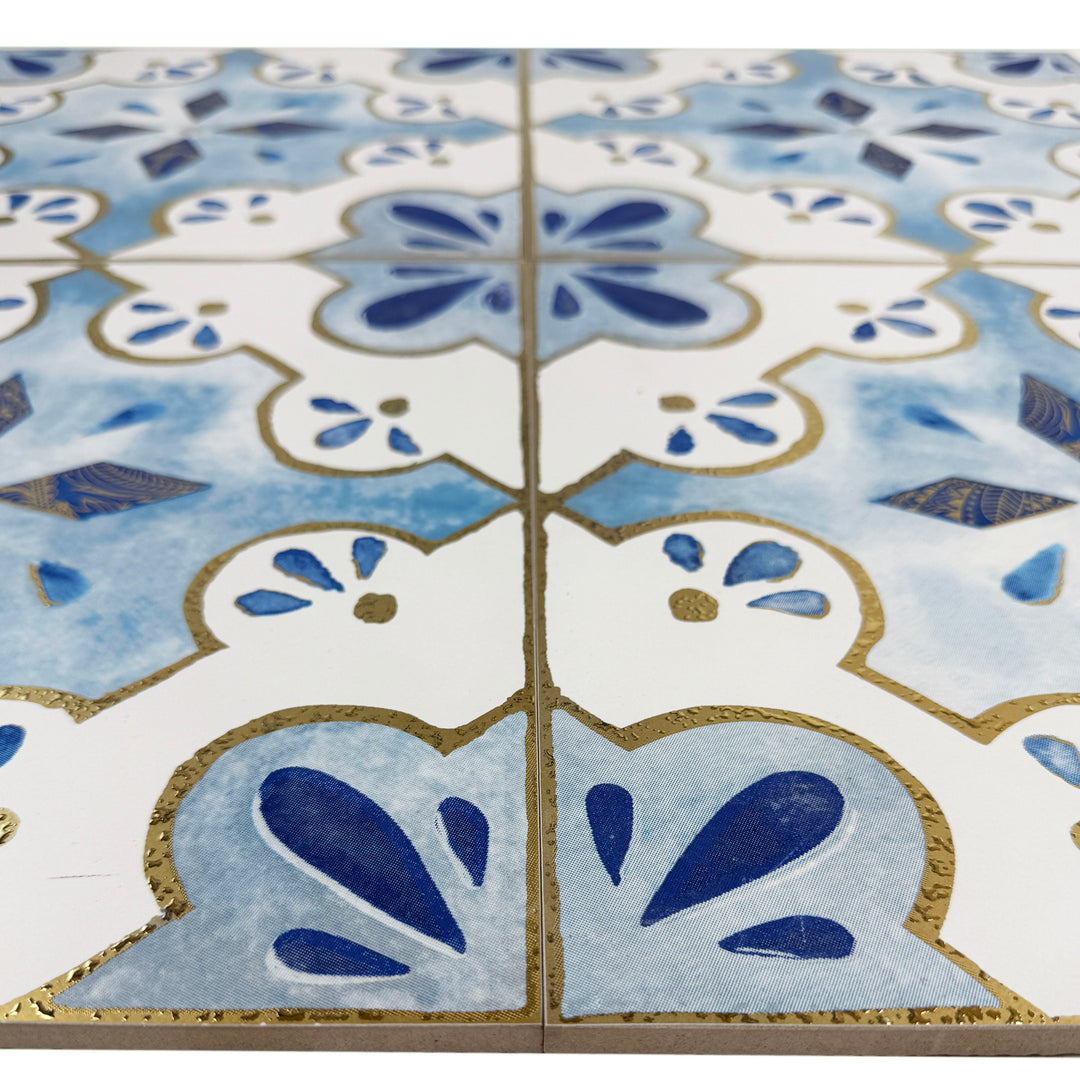Baby blue & white Moroccan Style Tile