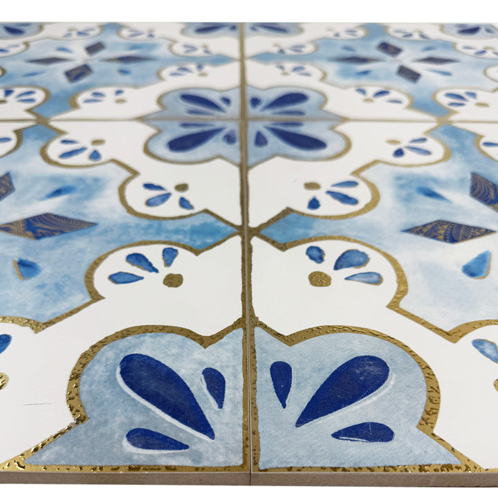 Baby blue & white Moroccan Style Tile